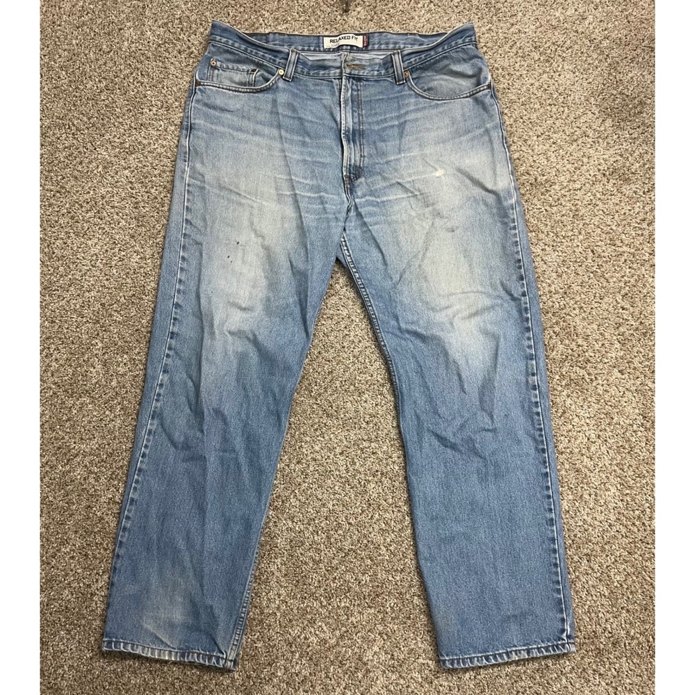 Levis 550 Relaxed Fit Jeans Mens 40x32 Light Wash Blue Denim Grunge Workwear